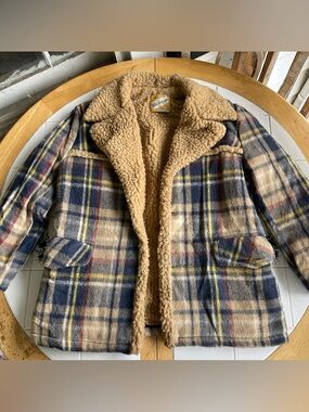 Vintage Chore Coat Sherpa Lined Medium Retro Western Cowboy Workwear Jacket